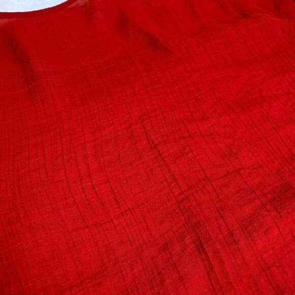 Rust Red Emroidered Womens Boho Blouse Small Gauze Lace Bell Sleeve Fairy Grunge - Picture 15 of 16